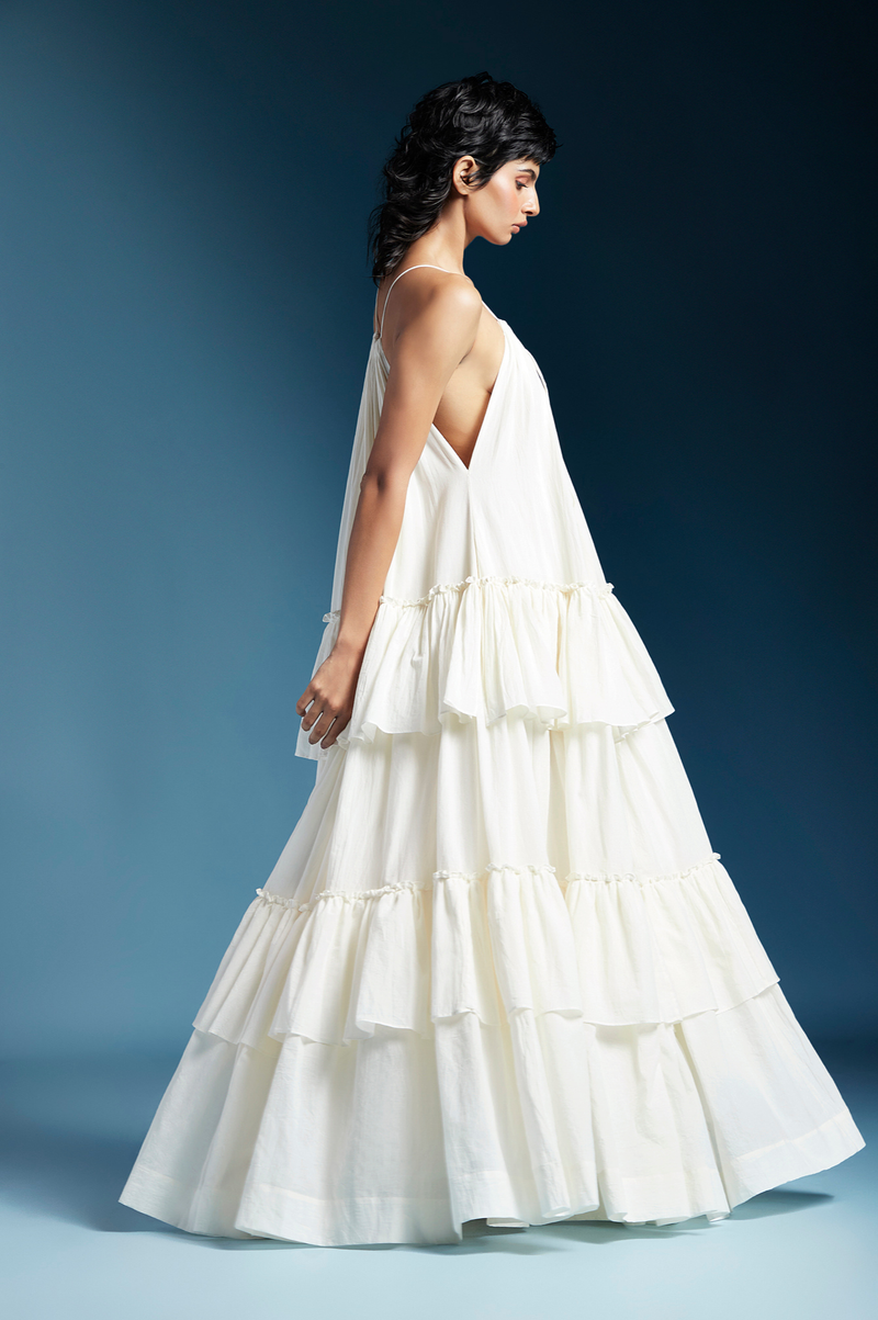 Akari Dress-White cotton by Chola in white color for women in Singapore