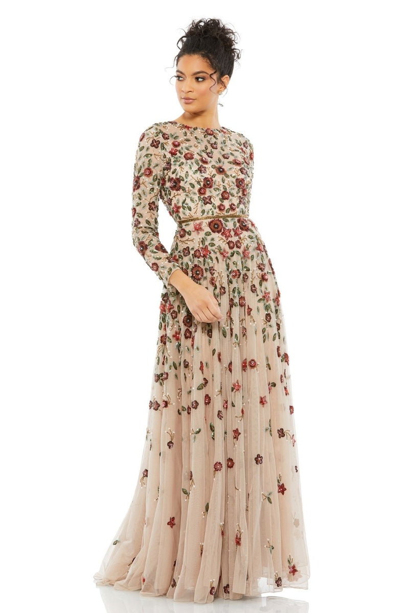MD-5533 Flared Gown-Peach by Mac Duggal in peach color for women in Singapore