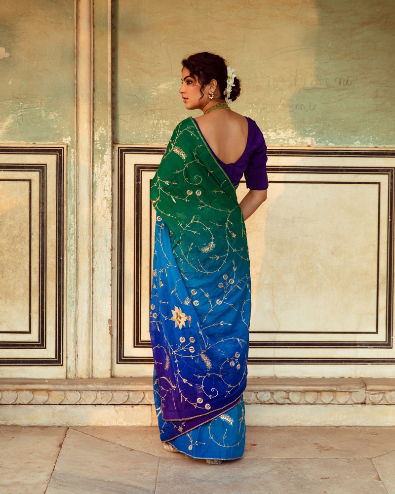Embroidered Shaded Chiffon Sari chiffon Buy Embroidered Shaded Chiffon Sari from C&W | Saree for Women by Maison Shefali in multi color for women in Singapore