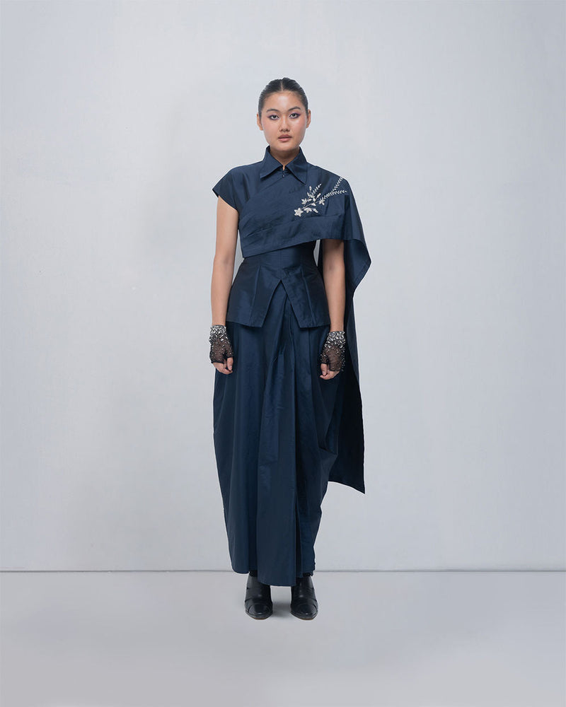 Fiona Top viscose top/shirt by Leh Studios in blue for women in Singapore