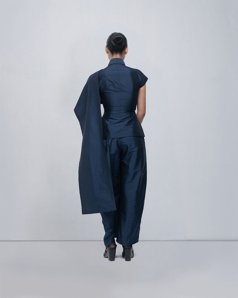 Fiona Top viscose top/shirt by Leh Studios in blue for women in Singapore