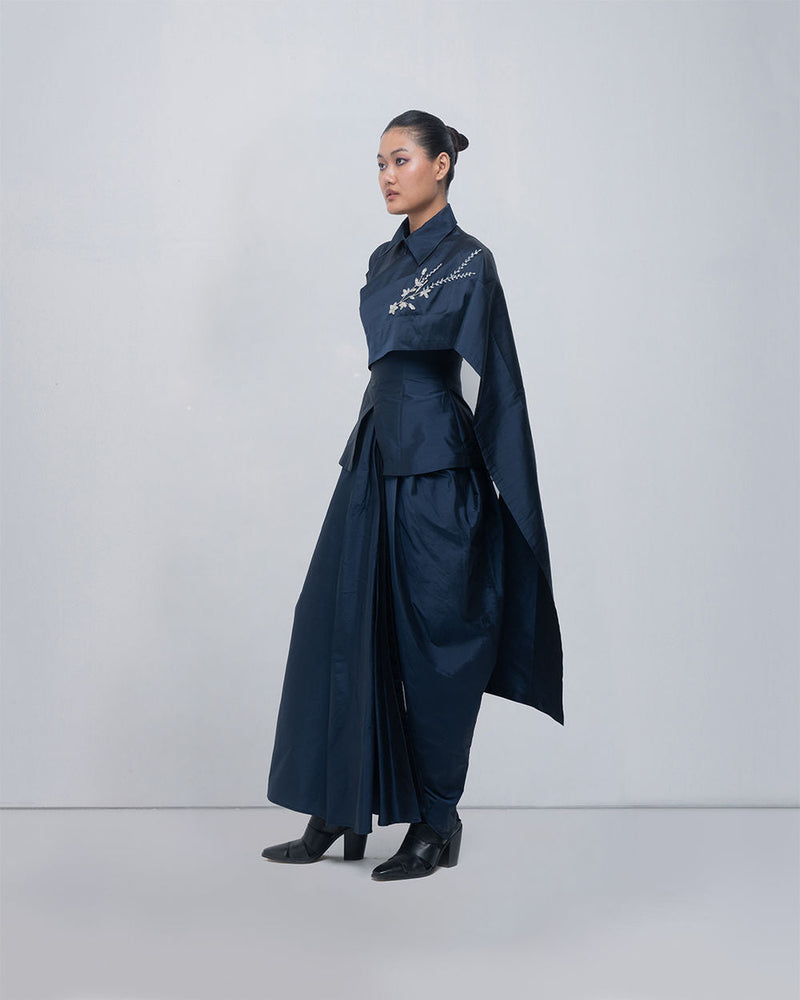 Fiona Top viscose top/shirt by Leh Studios in blue for women in Singapore