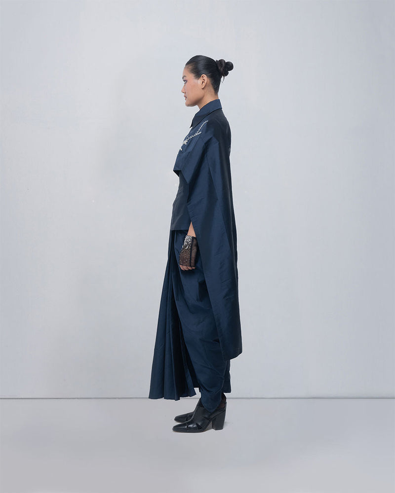Fiona Top viscose top/shirt by Leh Studios in blue for women in Singapore