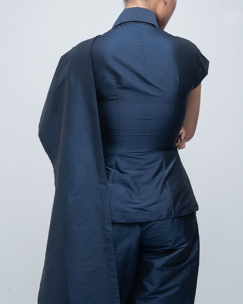 Fiona Top viscose top/shirt by Leh Studios in blue for women in Singapore