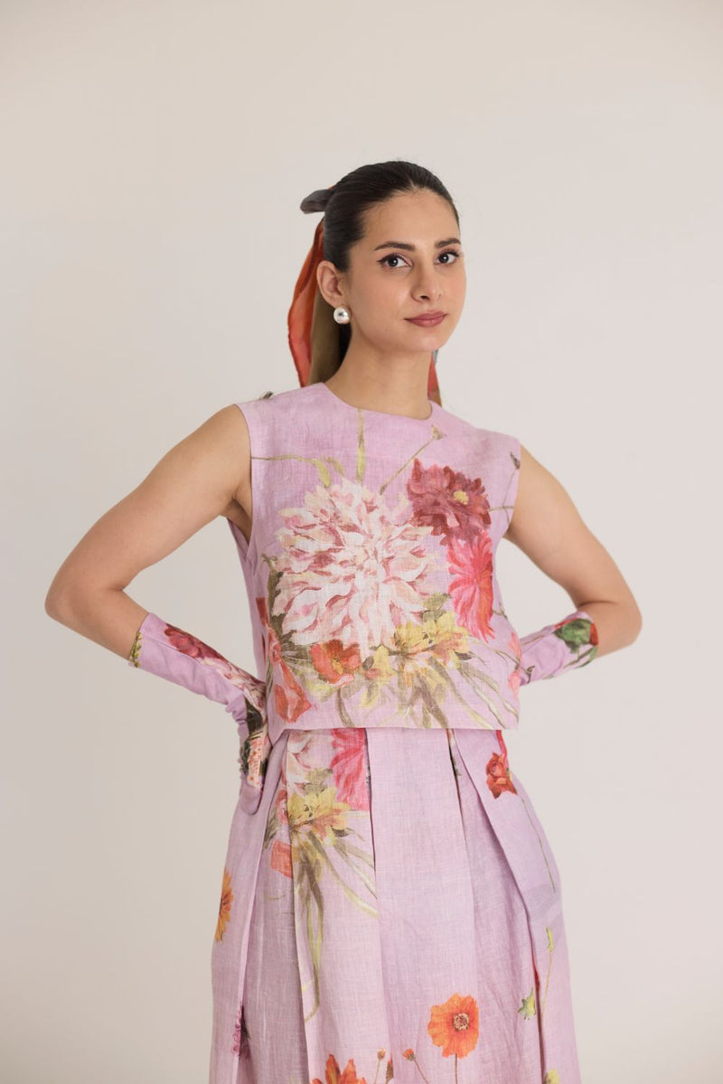 GIGGLE BERRY LINEN TOP & SKIRT SET linen by Yam for women in Singapore