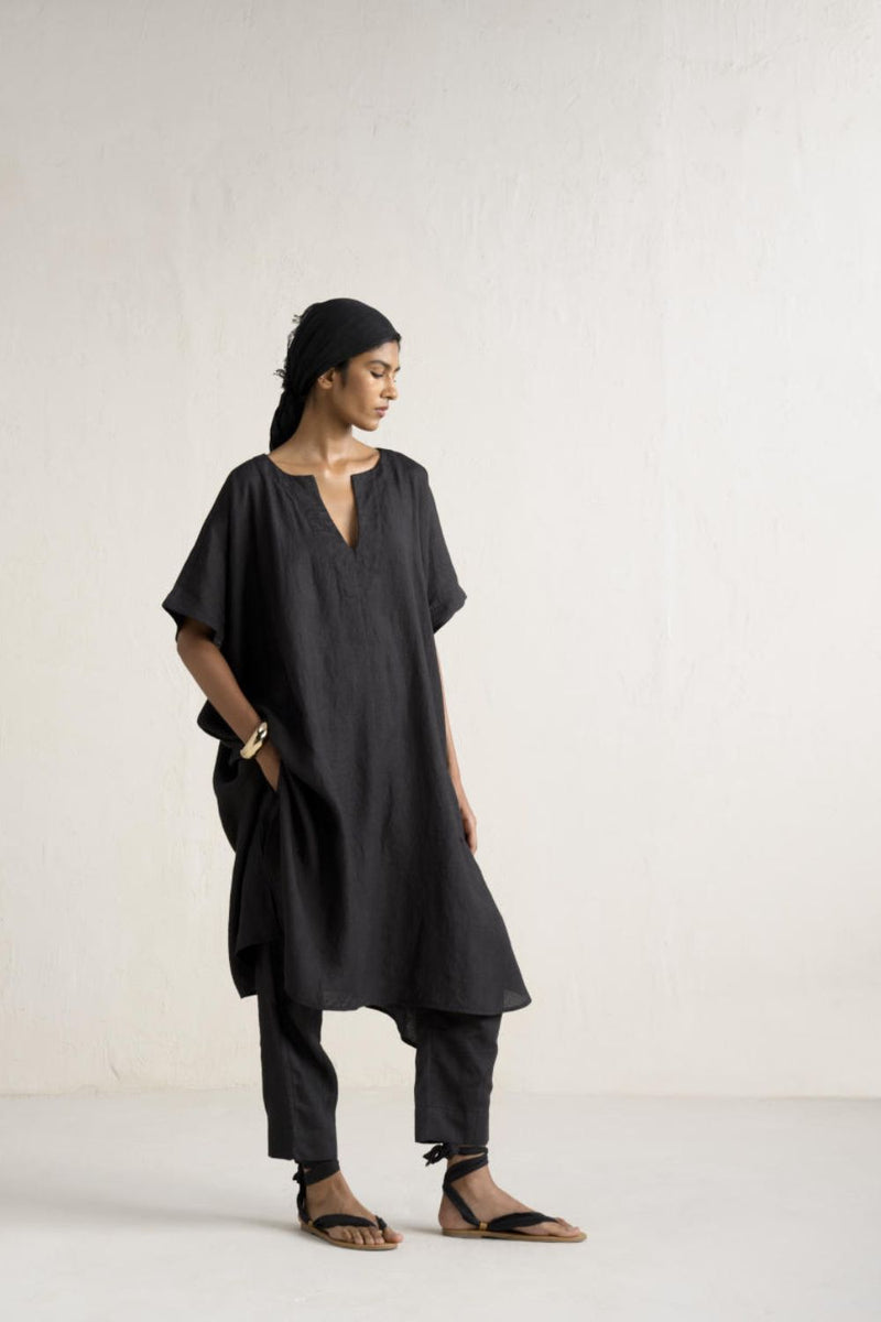 KOSHO KAFTAN SET linen Buy KOSHO KAFTAN SET from C&W | Light Kurta Sets for Women by Ituvana in black color for women in Singapore