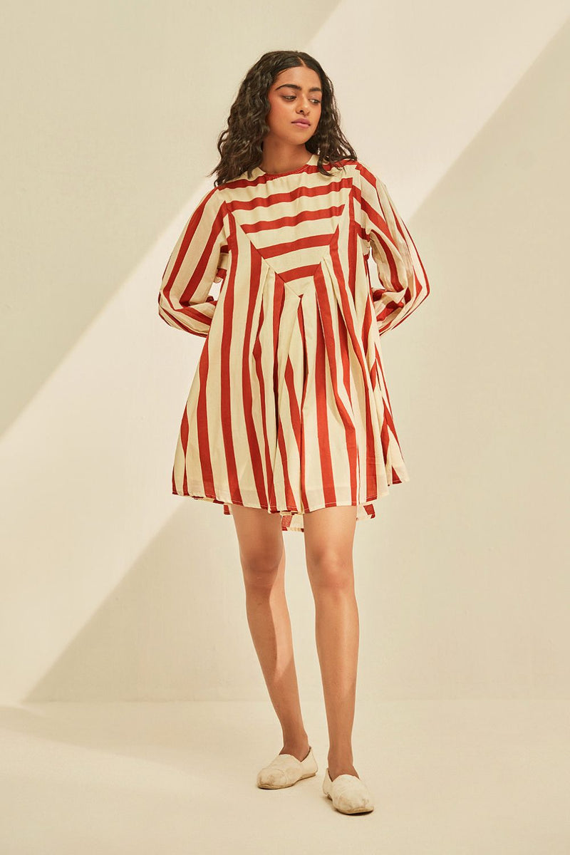 Red emu Dress cotton by Khara Kapas in multi for women in Singapore