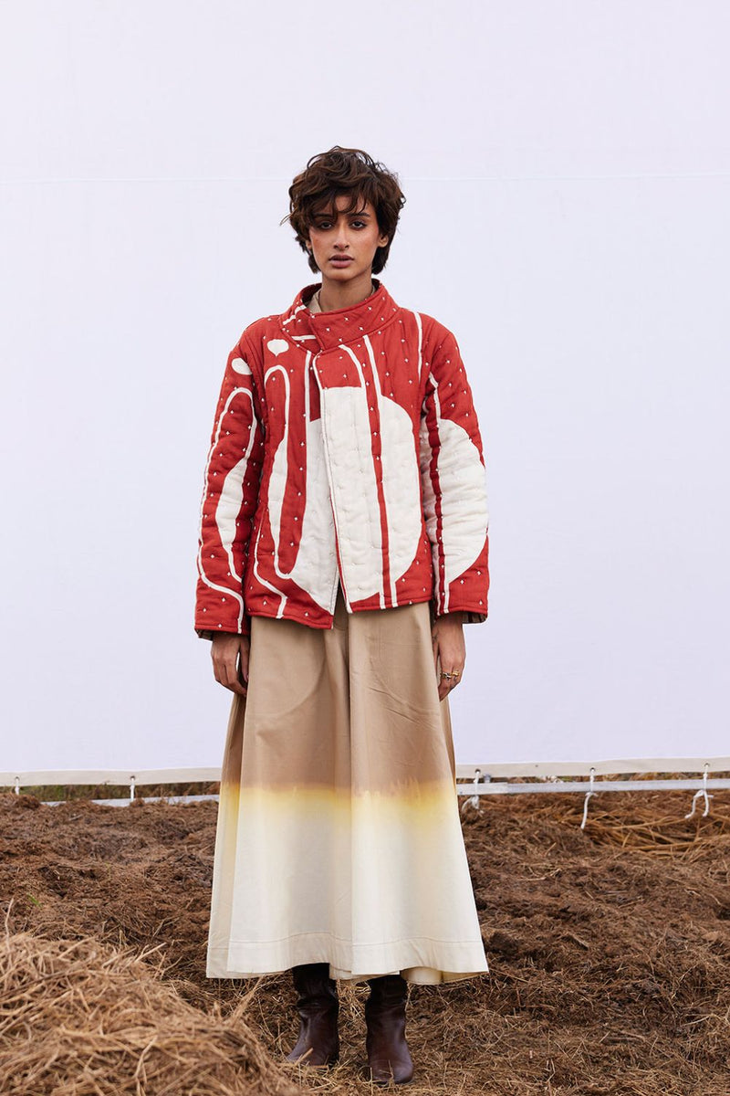 Redwood jacket cotton by Khara Kapas in red for women in Singapore