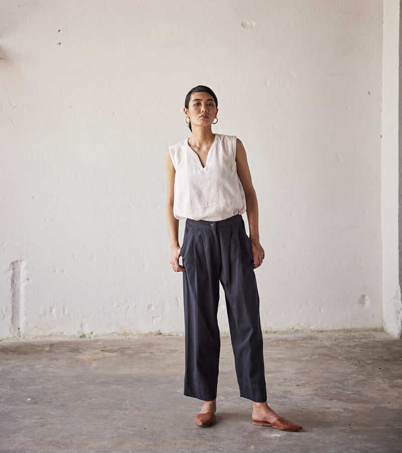 Lilly White Blouse cotton Top & Tunics by Khara Kapas in white for women in Singapore
