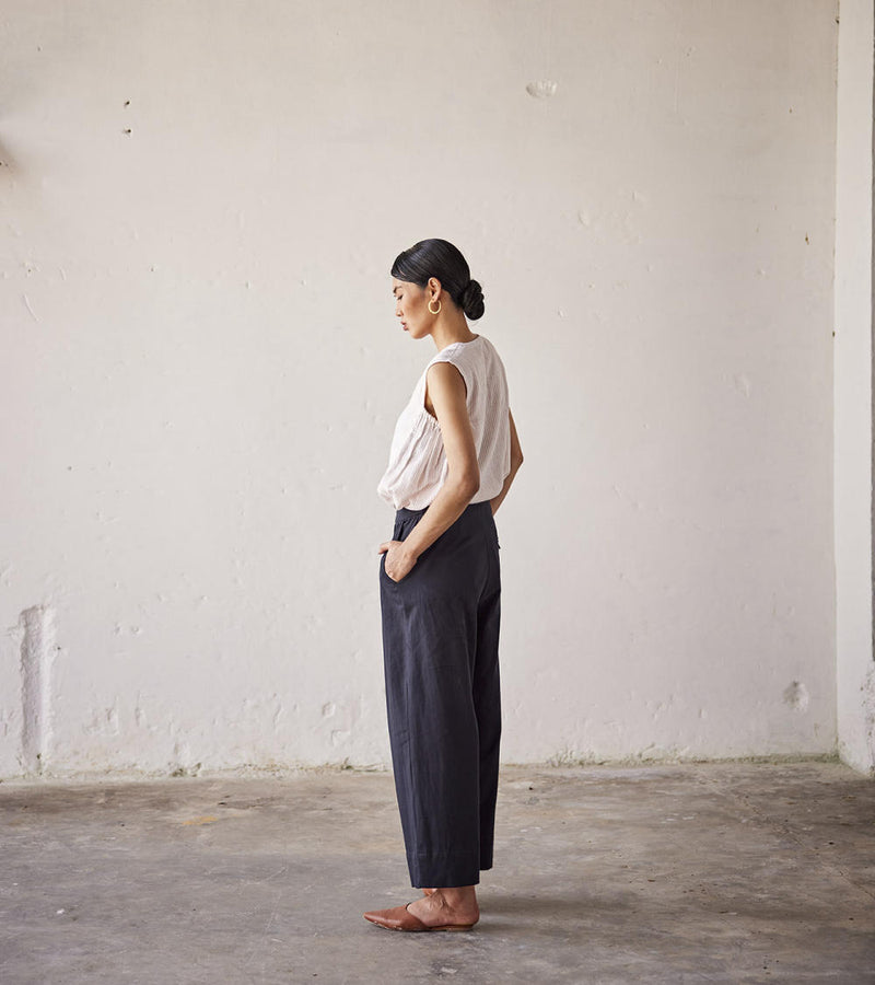 Lilly White Blouse cotton Top & Tunics by Khara Kapas in white for women in Singapore
