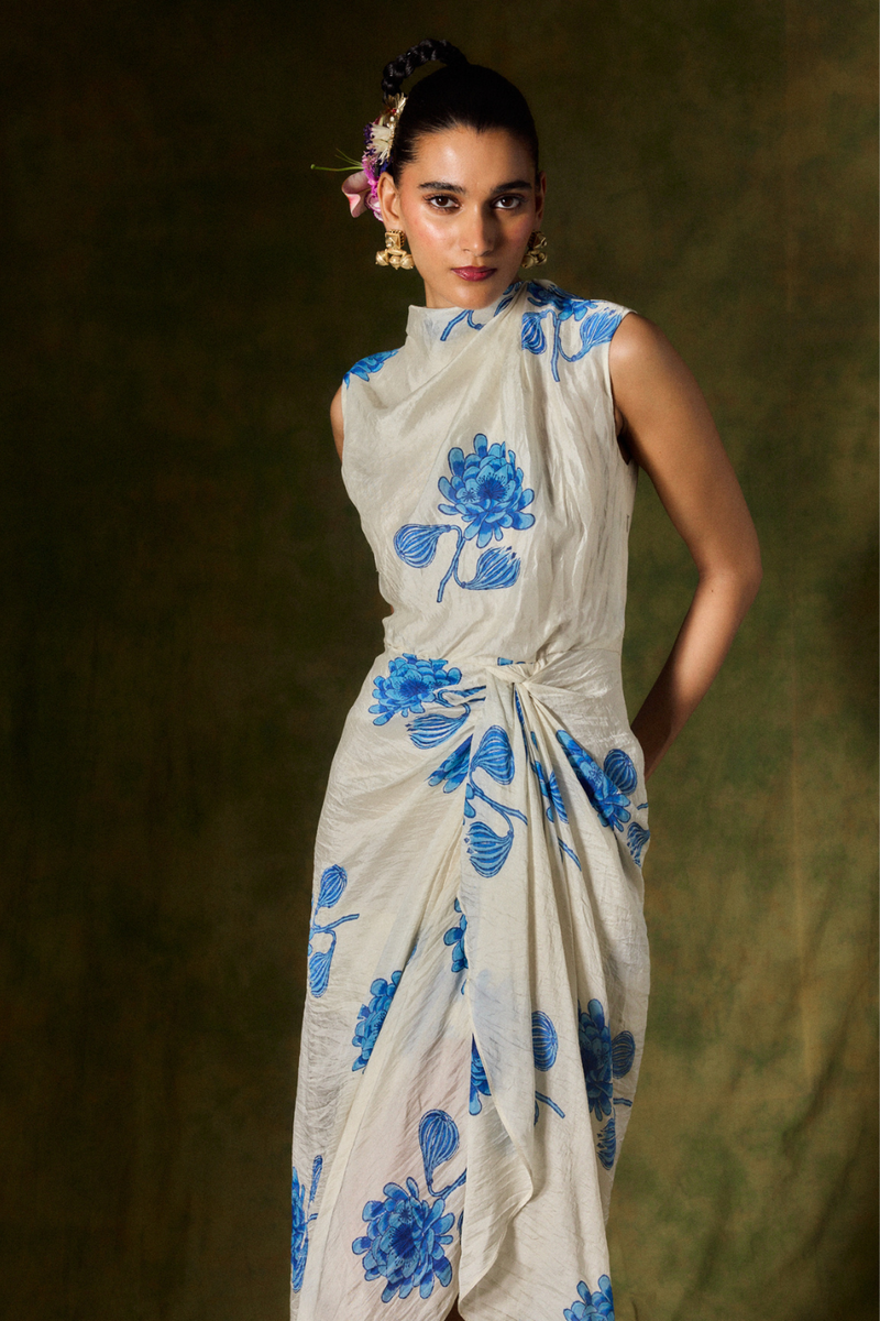 FIZAH SILK DRAPED DRESS silk by JodiLife for women in Singapore