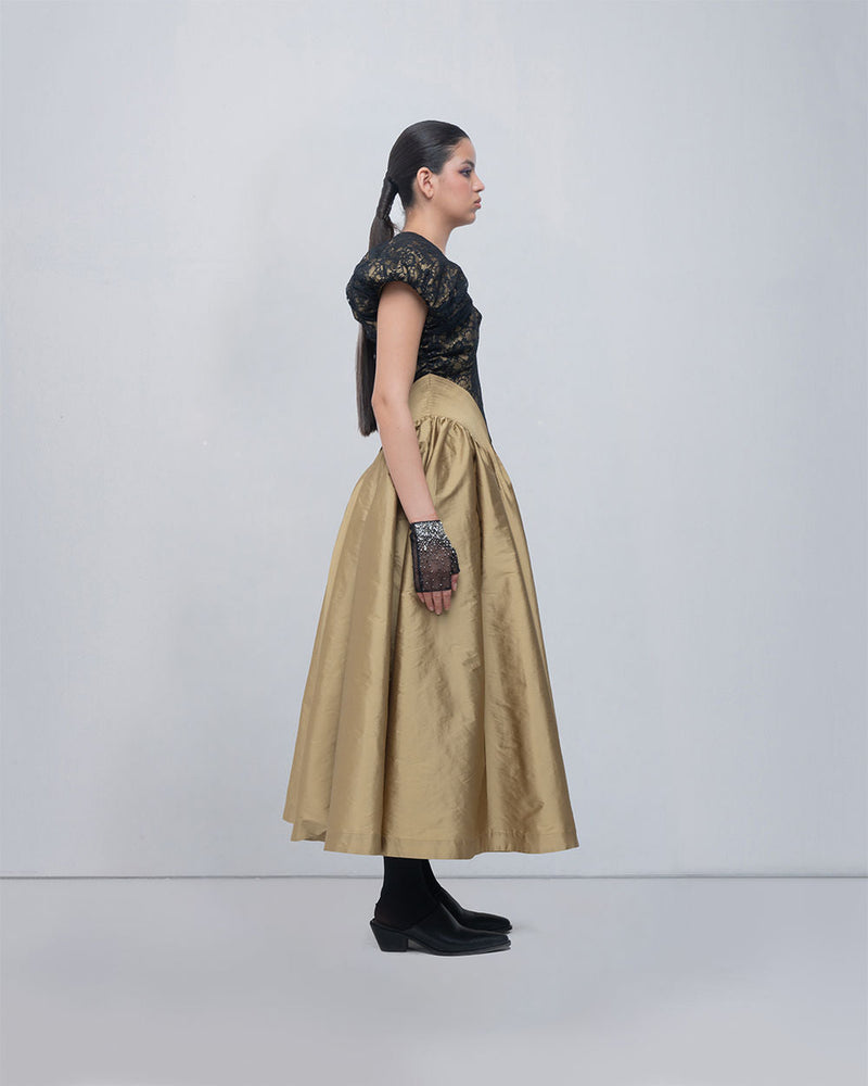 Lilith Dress viscose by Leh Studios in golden, black for women in Singapore