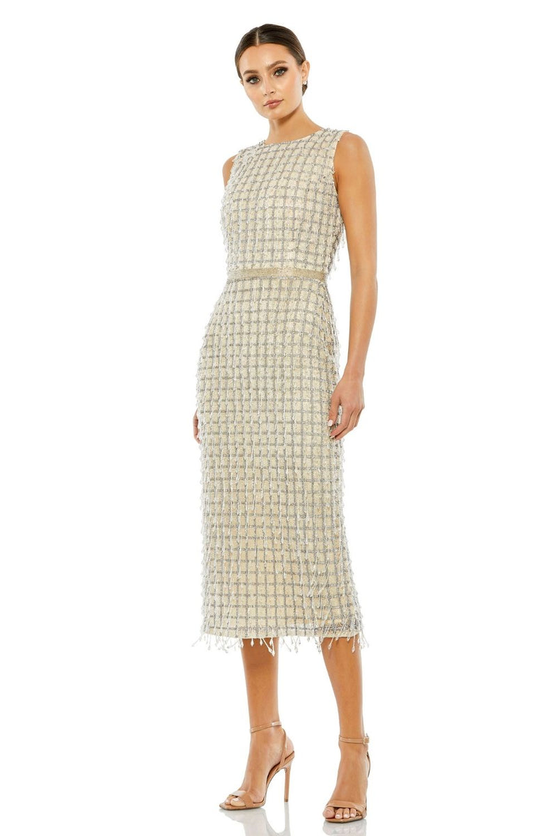 MD-5471 Embroidered Midi Dress-Beige by Mac Duggal in beige color for women in Singapore