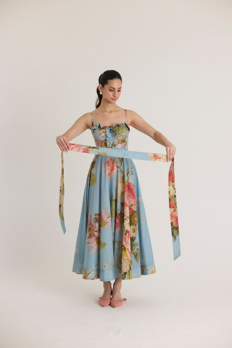 TAFFY SCARF chiffon by Yam in blue color for women in Singapore