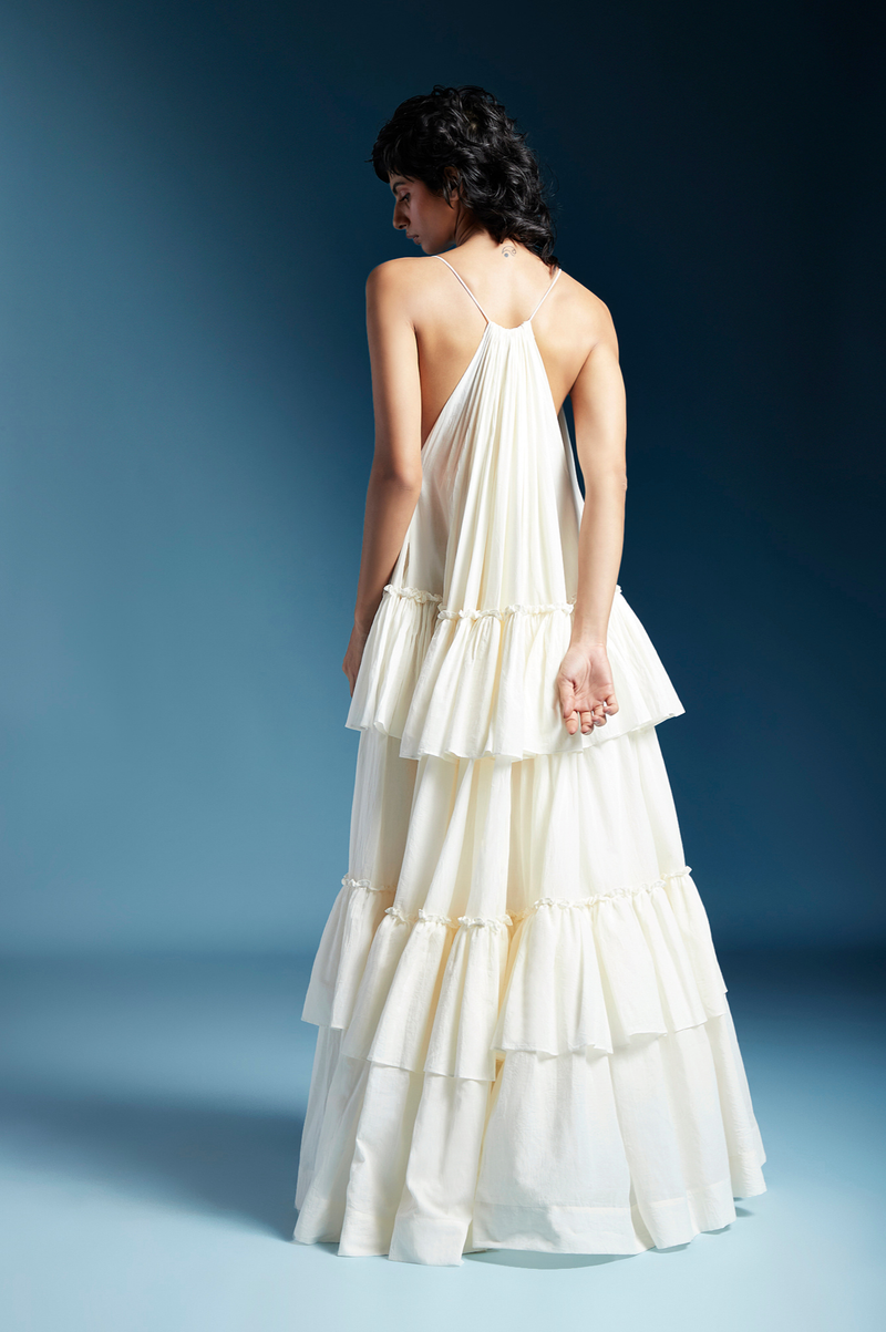 Akari Dress-White cotton by Chola in white color for women in Singapore