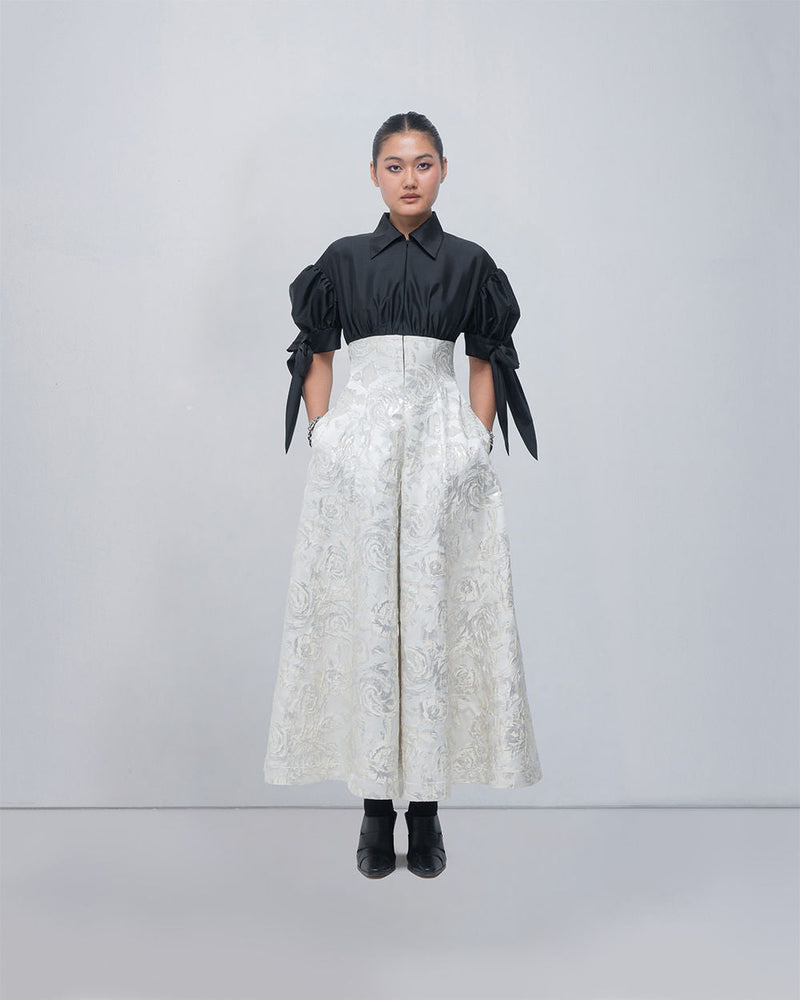 Ceren Dress viscose by Leh Studios in black, ivory for women in Singapore