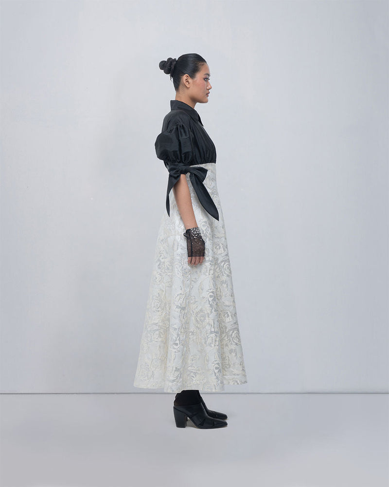 Ceren Dress viscose by Leh Studios in black, ivory for women in Singapore