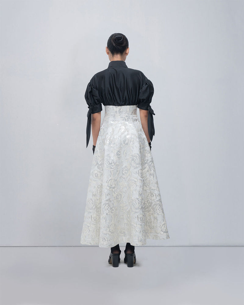 Ceren Dress viscose by Leh Studios in black, ivory for women in Singapore