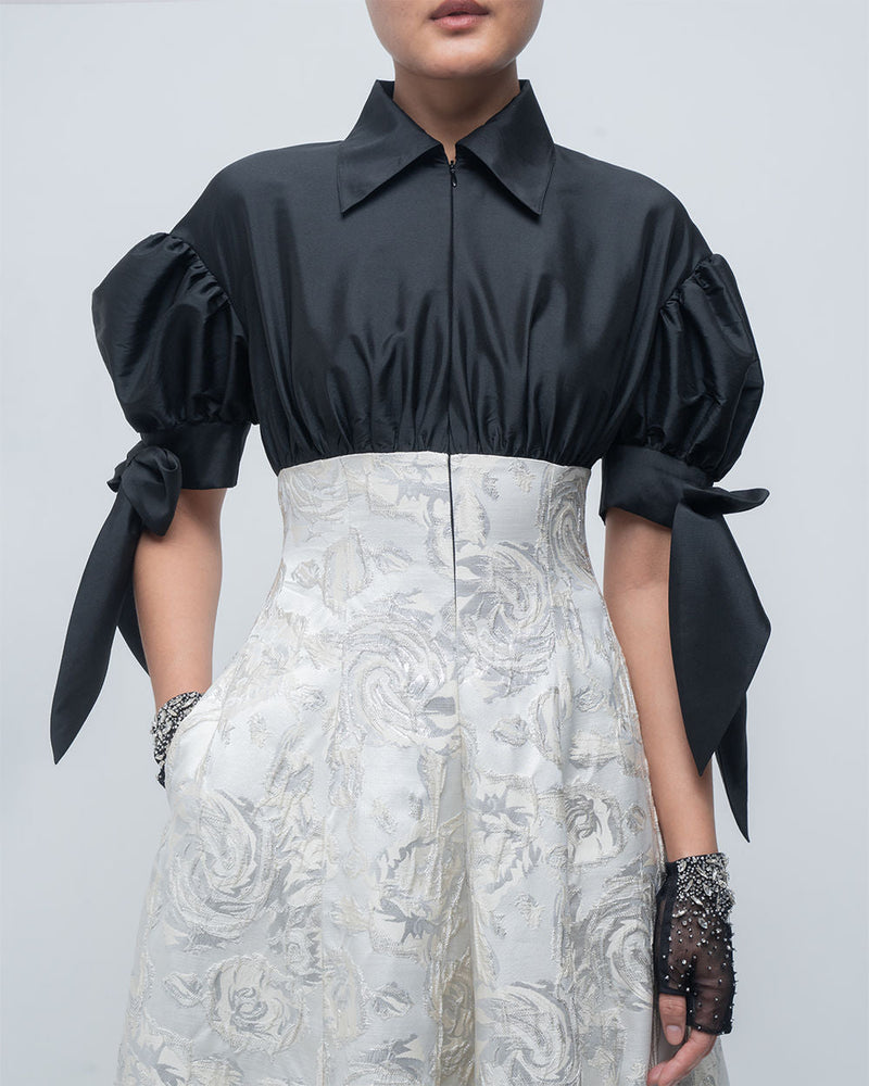 Ceren Dress viscose by Leh Studios in black, ivory for women in Singapore