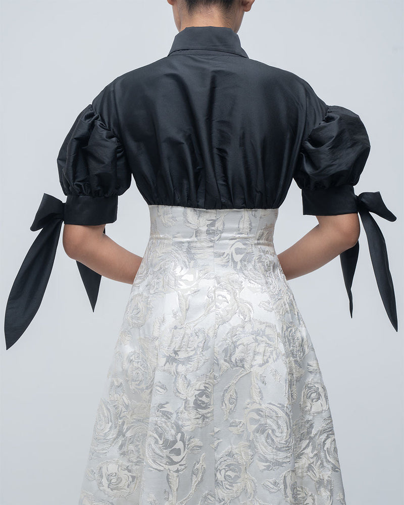 Ceren Dress viscose by Leh Studios in black, ivory for women in Singapore