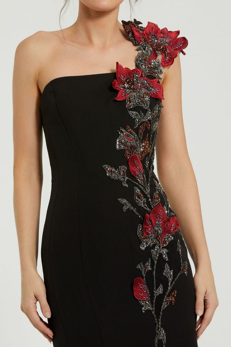 11779-Off The Shoulder Embroidered Mermaid Gown by Mac Duggal in black color for women in Singapore