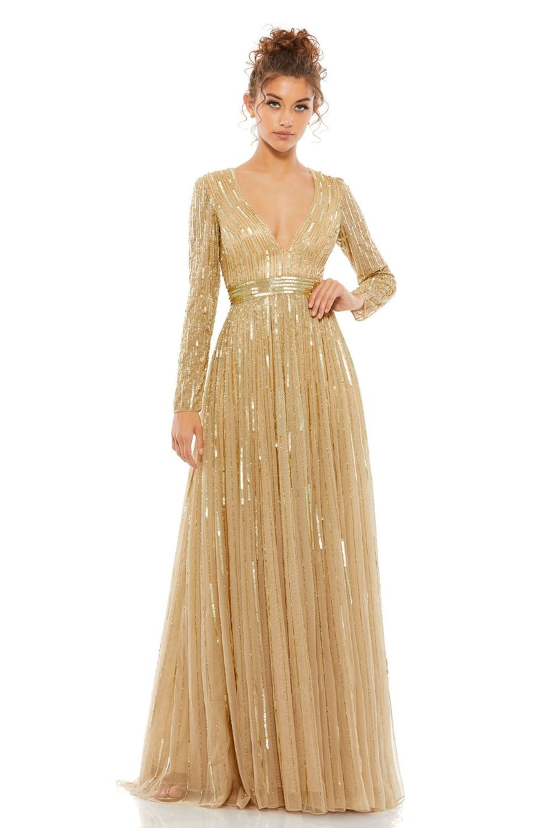 MD-4977 Long Gown-Gold by Mac Duggal in gold color for women in Singapore