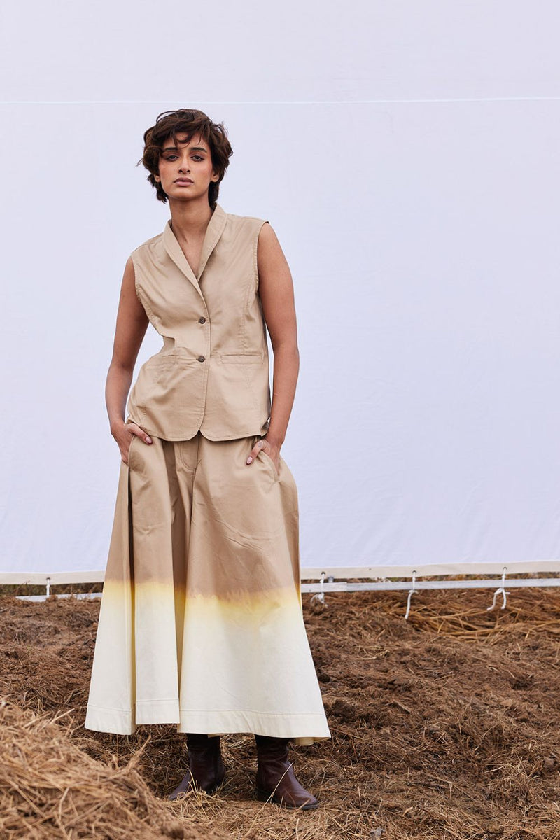 Smoke co-ord set cotton by Khara Kapas in beige for women in Singapore