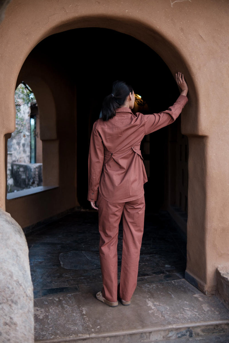 Seattle Wrap Shirt-Copper cotton by The Terra Tribe for women in Singapore