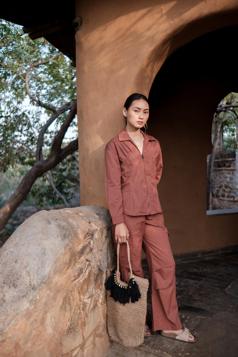 Arizona Shirt-Copper cotton by The Terra Tribe for women in Singapore