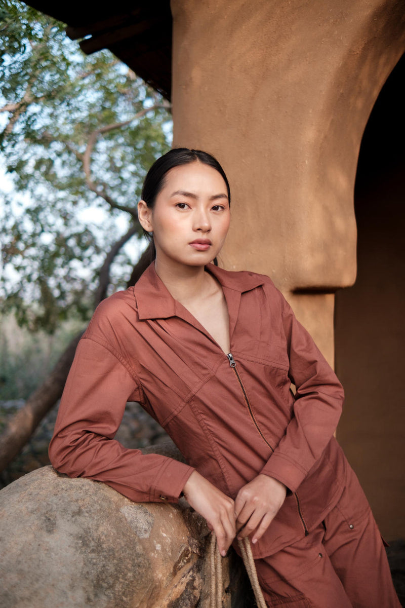 Arizona Shirt-Copper cotton by The Terra Tribe for women in Singapore