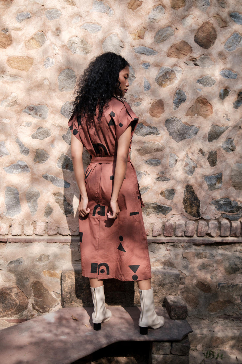 Harajuku Trench-Copper Triangle Printed cotton by The Terra Tribe for women in Singapore