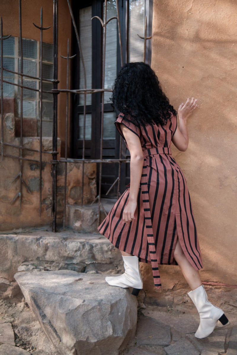 Harajuku Trench-Copper Stripes cotton by The Terra Tribe for women in Singapore