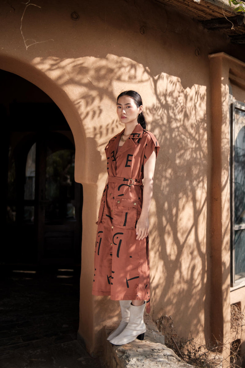 Harajuku Trench-Copper Line Printed cotton by The Terra Tribe for women in Singapore