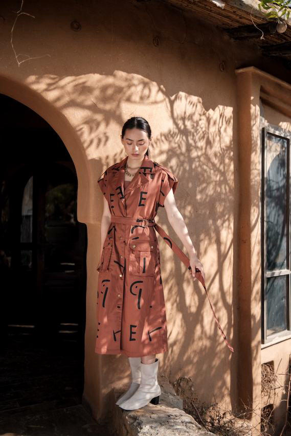 Harajuku Trench-Copper Line Printed cotton by The Terra Tribe for women in Singapore