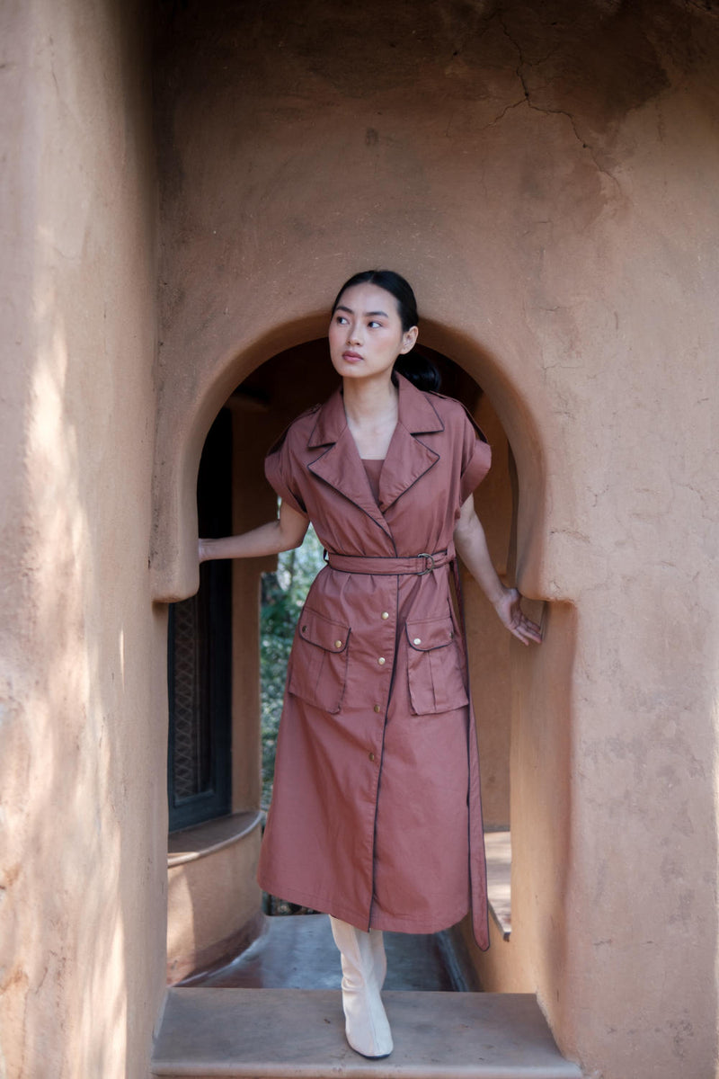 Harajuku Trench-Copper cotton by The Terra Tribe for women in Singapore