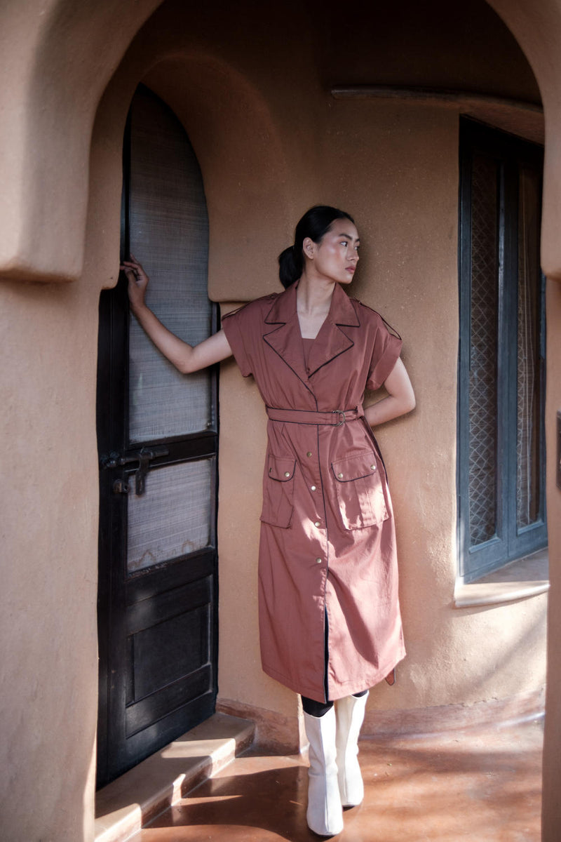 Harajuku Trench-Copper cotton by The Terra Tribe for women in Singapore