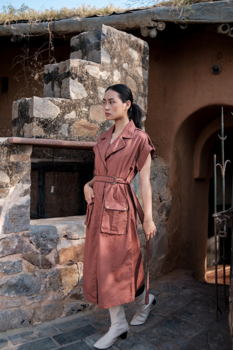 Harajuku Trench-Copper cotton by The Terra Tribe for women in Singapore