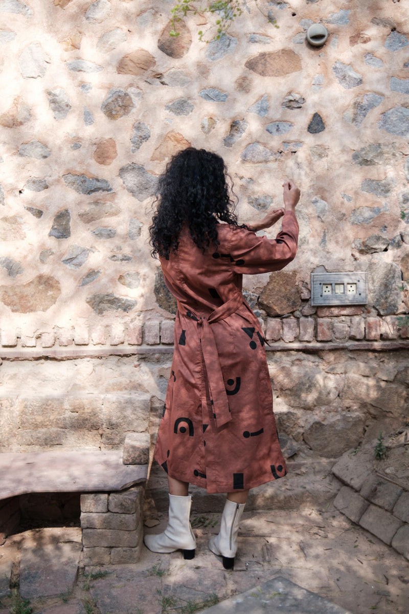 Copenhagen Trench-Copper Triangle Printed cotton by The Terra Tribe for women in Singapore