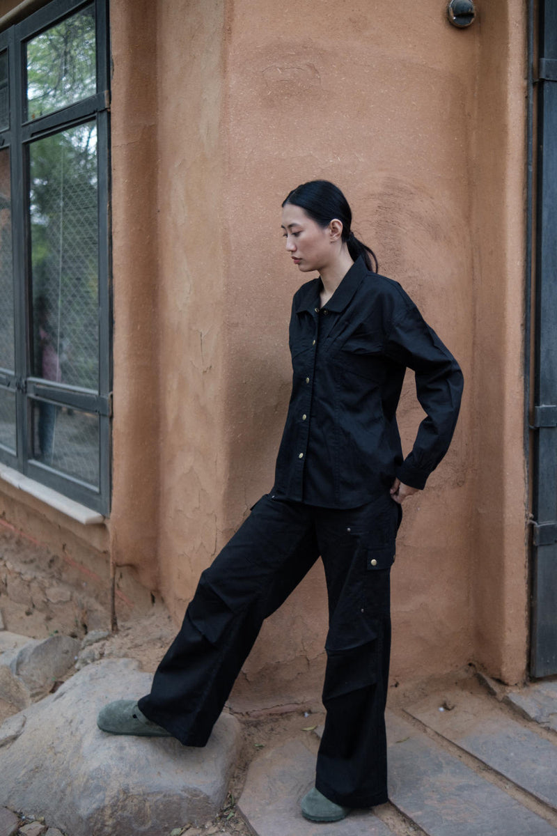 Saigon Parachute Pants-Deep Green cotton by The Terra Tribe in green color for women in Singapore