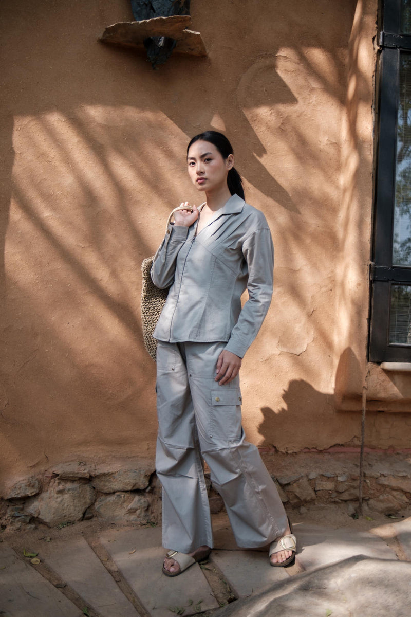 Saigon Parachute Pants-Grey cotton by The Terra Tribe in grey color for women in Singapore