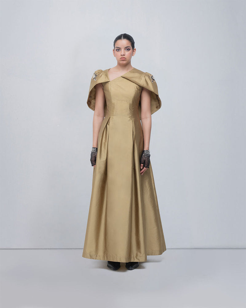 Flavia Dress viscose by Leh Studios in golden for women in Singapore