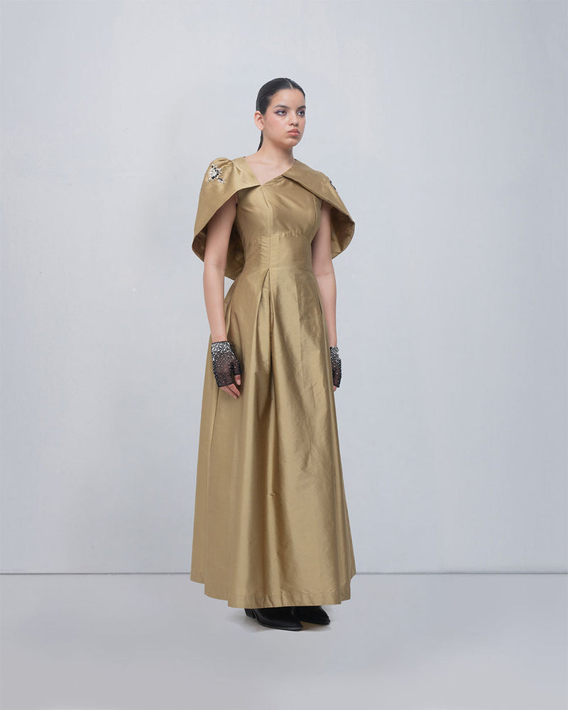 Flavia Dress viscose by Leh Studios in golden for women in Singapore