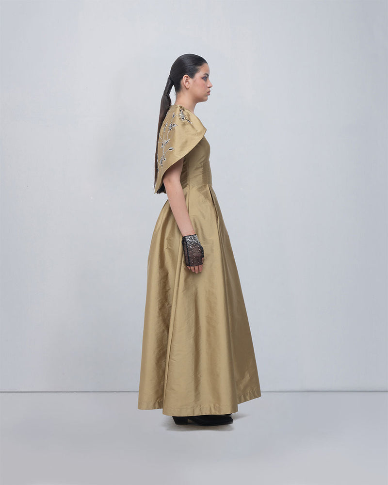 Flavia Dress viscose by Leh Studios in golden for women in Singapore