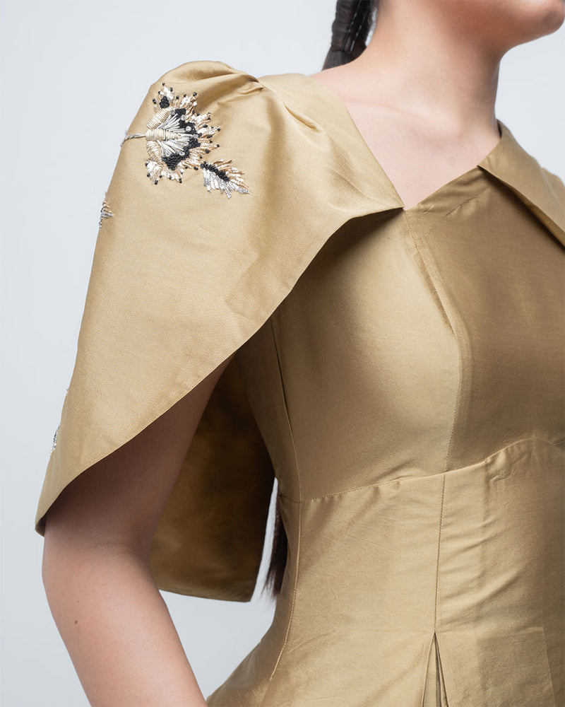 Flavia Dress viscose by Leh Studios in golden for women in Singapore