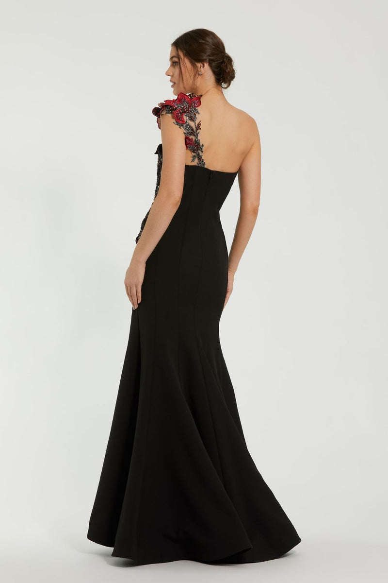 11779-Off The Shoulder Embroidered Mermaid Gown by Mac Duggal in black color for women in Singapore