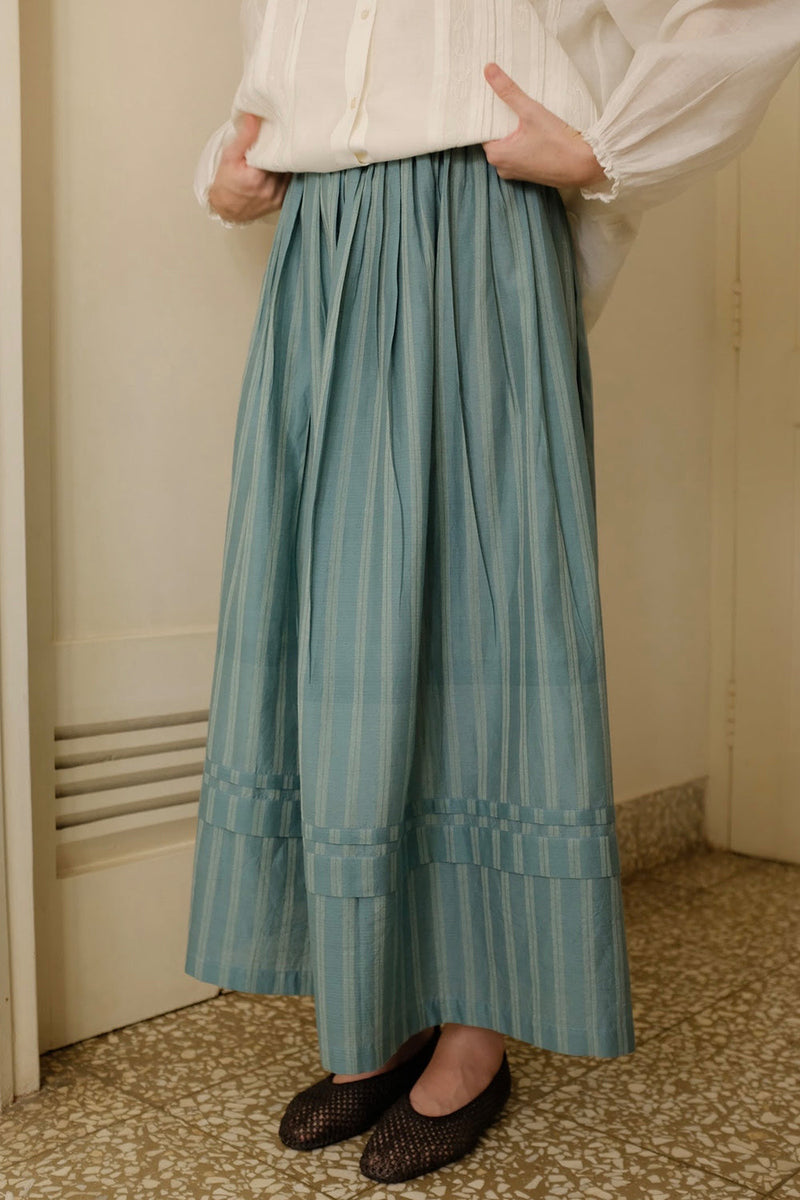 Wren Skirt cotton silk skirt by MASON AND MILL in sea green for women in Singapore