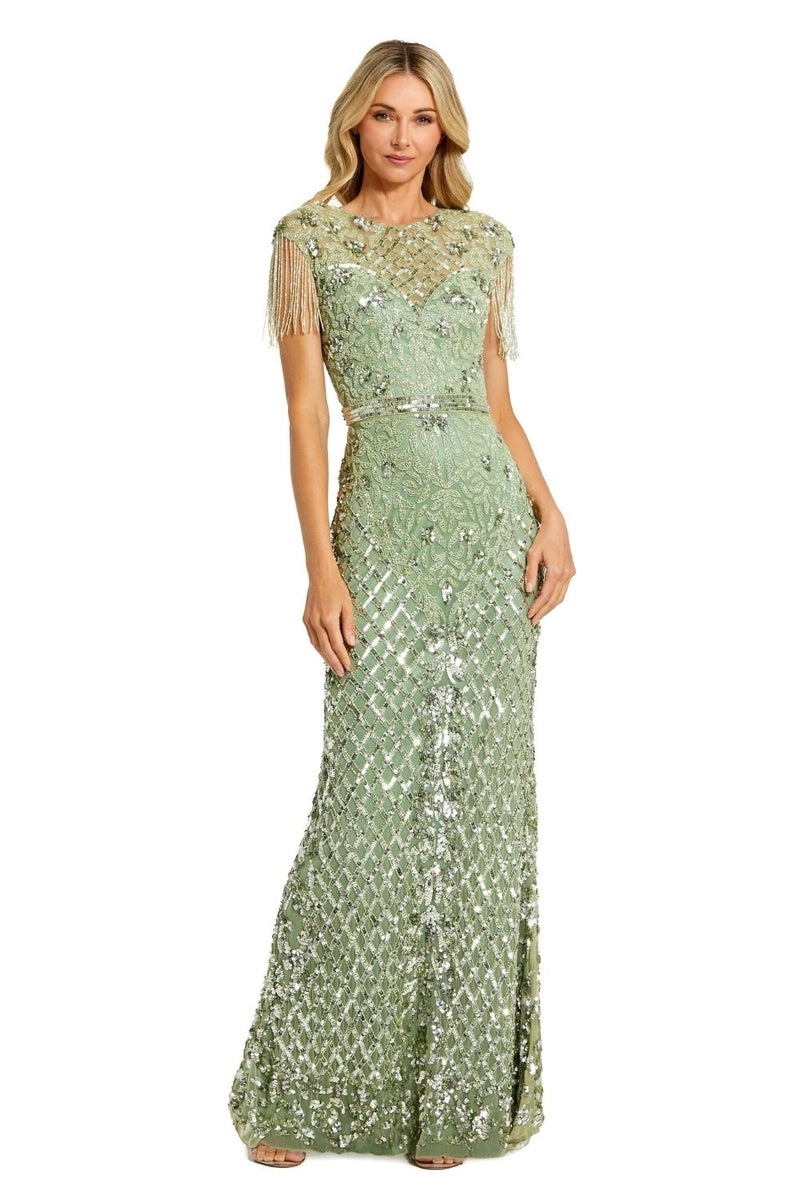 MD-4908 Straight Gown-Green by Mac Duggal in green color for women in Singapore