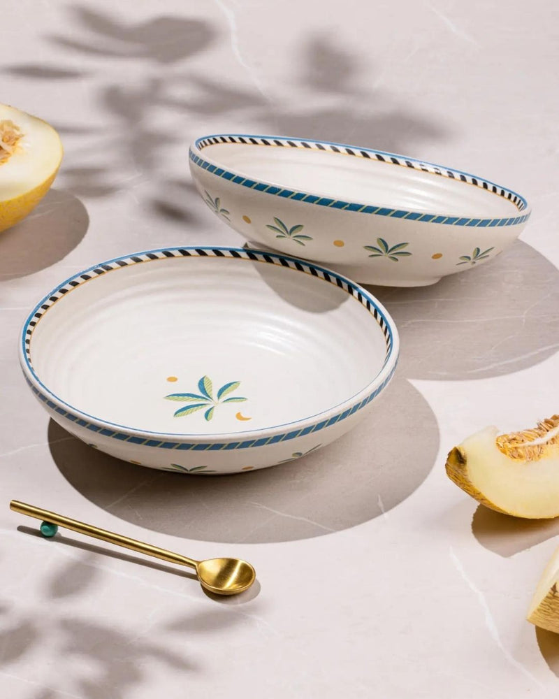 Mirissa Shallow Bowls - set of 2 linen by Gado Living for in Singapore