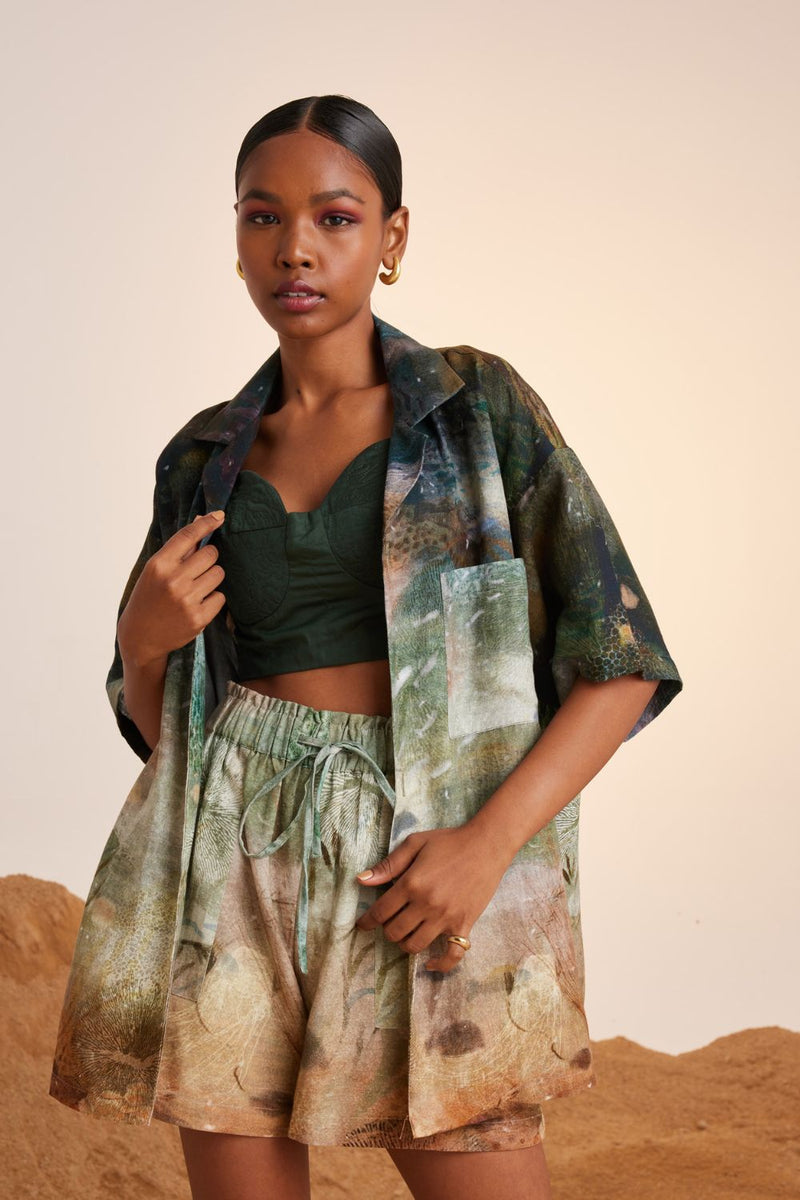 Unisex Oversized Shirt -Underwater linen Top & Tunics,Shirt by CORD for women in Singapore