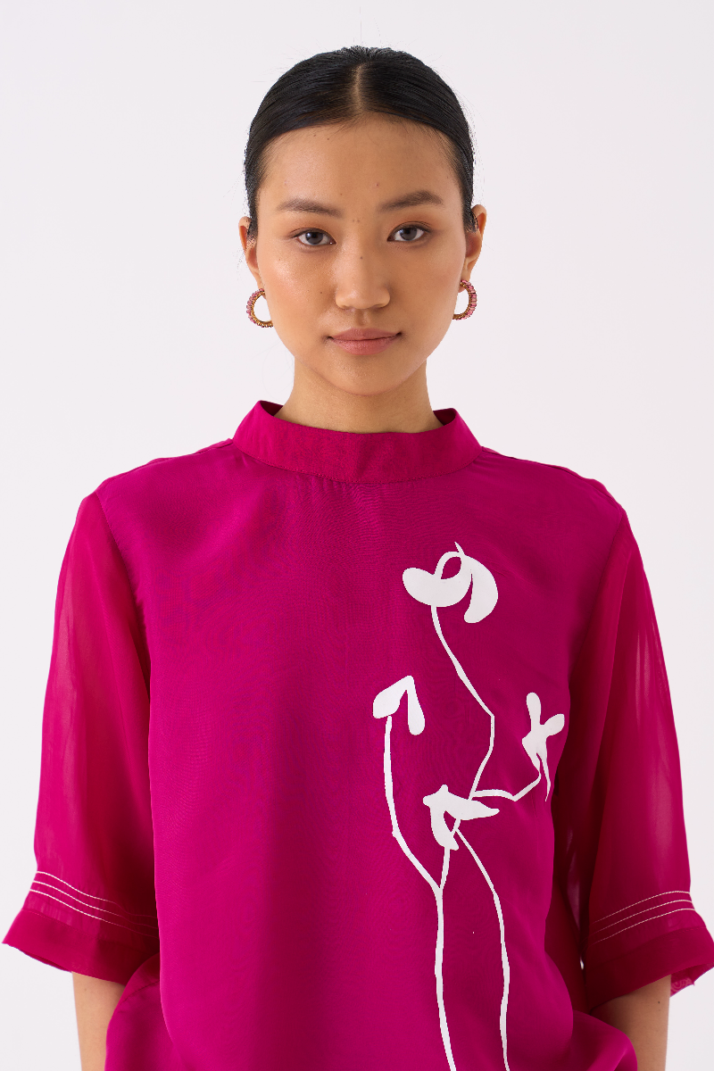 POPPY TOP CO-ORD
(SET OF 2)-FUSCHIA poplin by THREE for women in Singapore